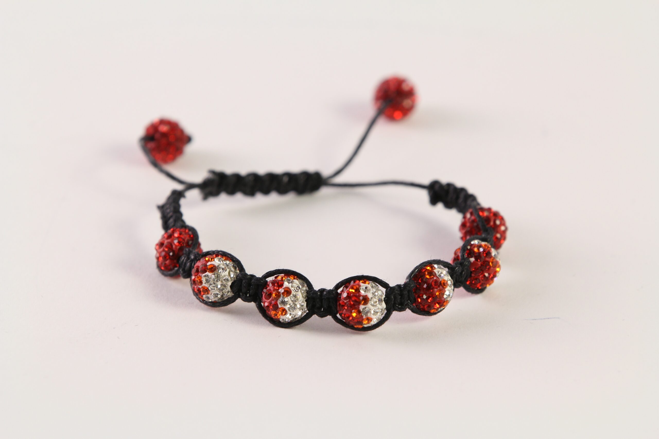 Red and White Shamballa Bracelet