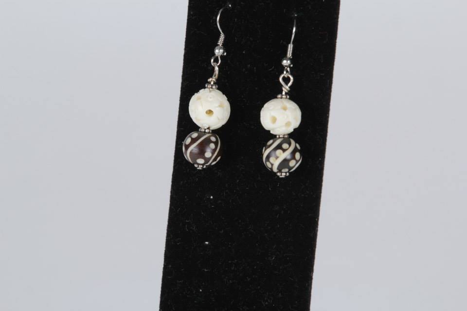 White/Black Wood Earrings