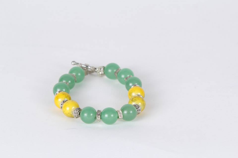 Yellow and Green Beads Bracelet